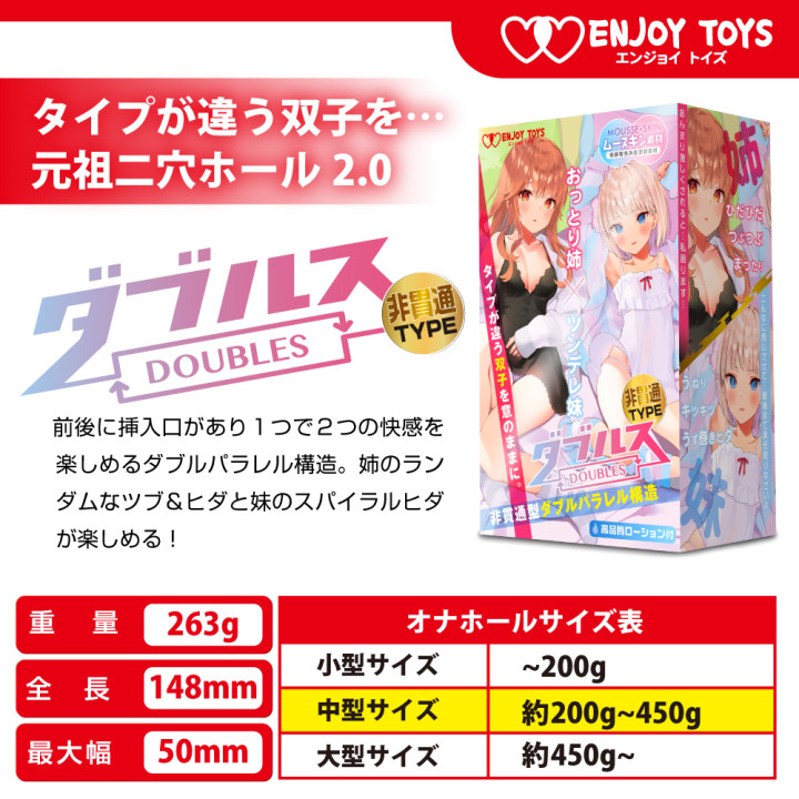 Doubles Gentle Sister and Tsundere Sister Threesome Onahole (Closed Holes)